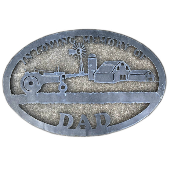 "IN LOVING MEMORY DAD" Metal Sign with Stakes Remembrance Loved Ones Farming - Picture 1 of 8